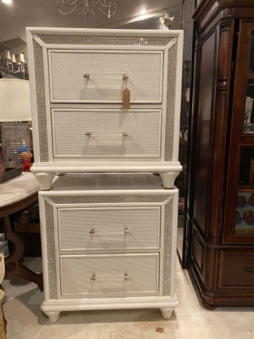 pair of white sparkle nightstands