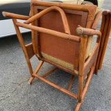 Mid century rattan and bamboo lounge chair and ottoman