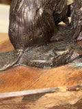Bronze beaver sculpture on wood base signed Lowell Davis