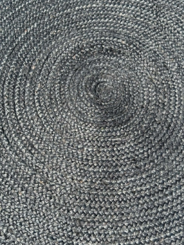 Round Black Jute Rug