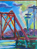 Painting Untitled Trestle Bridge in Brown Frame by Richard Fraenkel