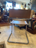 pair of MCM chrome and leather cantilever chairs