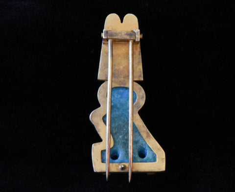 13.65g 18k gold Egyptian revival turquoise pin