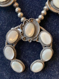 sterling silver and mother of pearl squash blossom necklace