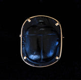 14k Egyptian revival black scarab onyx pin