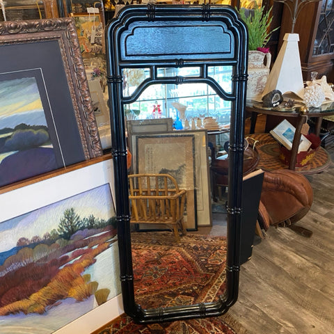 Black faux bamboo framed mirror