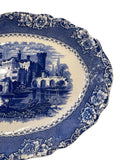 Blue and white transferware platter