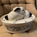 Dedham pottery double rabbit toureen