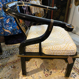pair of black lacquer low chairs