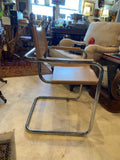 pair of MCM chrome and leather cantilever chairs