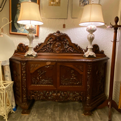 Italian Carved Walnut Sideboard, 19th Century