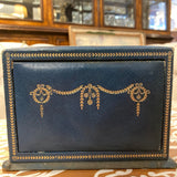 Blue Leather Box with Hidden Compartment & Gold Detail