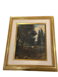 Oil painting with cows signed F. Earl