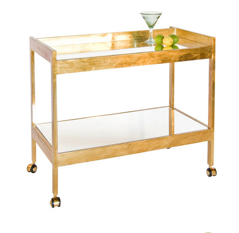 Gold and mirrored bar cart