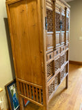 Solid wood Chinese cabinet with fretwork with 4 drawer and upper an lower doors