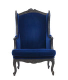 GP blue velvet smoke wing back chair by Maarten Baas