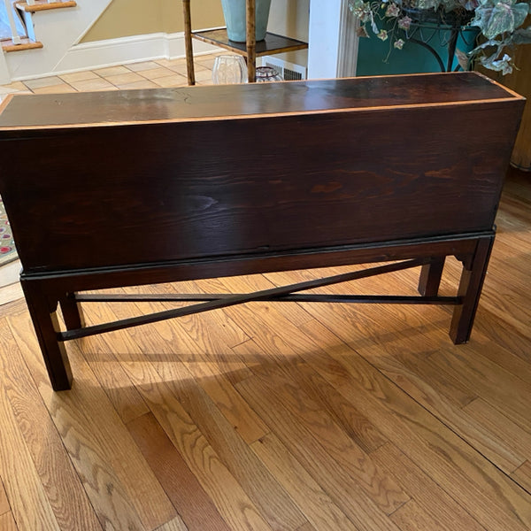 3 tier brass and wood side table