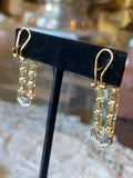 Vintage 14K yellow gold cabochon sapphire and diamond accent dangling EARRINGS