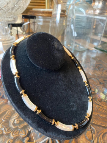 14k onyx and MOP bracelet and necklace