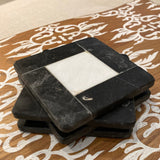 Black and white art deco style stone coaster set