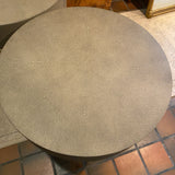 Pair of Restoration Hardware shagreen end tables with brass finish