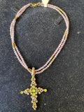 sterling amythest and peridot cross