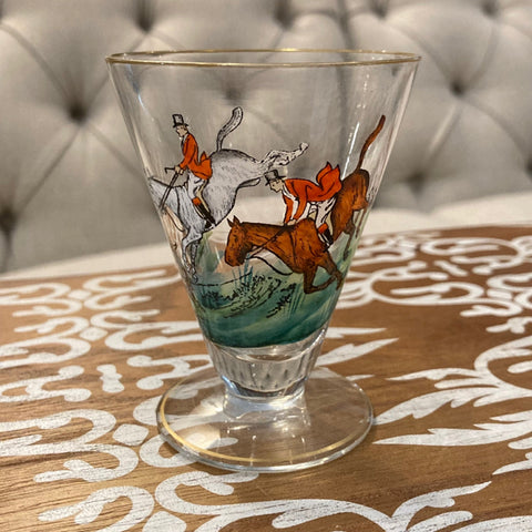 set of 4 fox hunting glasses