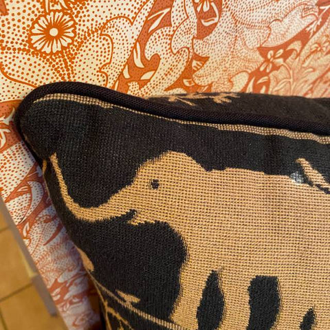 Black & Tan Elephant Pillow