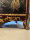 Louis XV style encoignure black and red chinoiserie corner cabinet