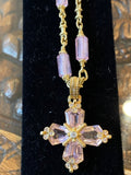 18k gold necklace diamonds and tourmaline cross