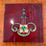 art nouveau tile wine and green