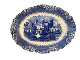 Blue and white transferware platter
