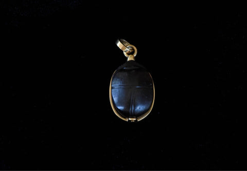 14k Egyptian revival black onyx scarab