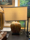 ceramic silver lamps with coopper drip finish and square shade