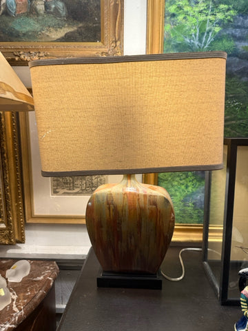 ceramic silver lamps with coopper drip finish and square shade