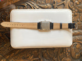 Tiffany square face watch with black strap