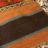 Striped Kilim Rug in Orange, Red Brown Threads 2'10" x 4'3"
