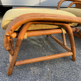 Mid century rattan and bamboo lounge chair and ottoman