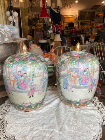 Pair of Chinese Famille Rose Ginger Jars