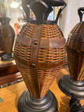 pair of rattan lamps