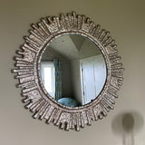 Round Silver Brutalist Style Mirror