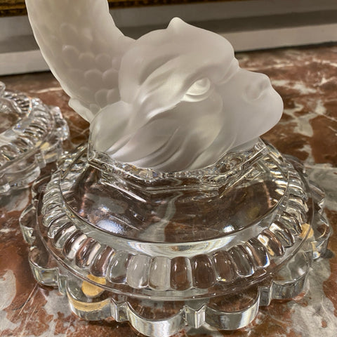 Pair of dolphin Baccarat candle holders