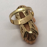 18k Coral Carved Guru Ring (as is)