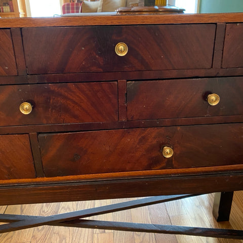 3 tier brass and wood side table