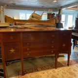 Intricate Inlaid Sideboard with Six Drawers and Two Cabinets