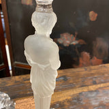 frosted glass figural candle sticks