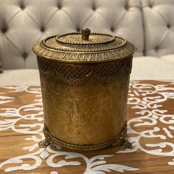 Round brass music box