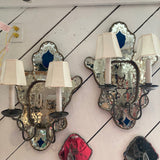 SCONCEs PAIR Antique Venetian mirrored glass