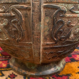 Chinese broze foo dog lidded urn with ram handles