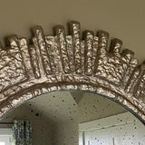 Round Silver Brutalist Style Mirror